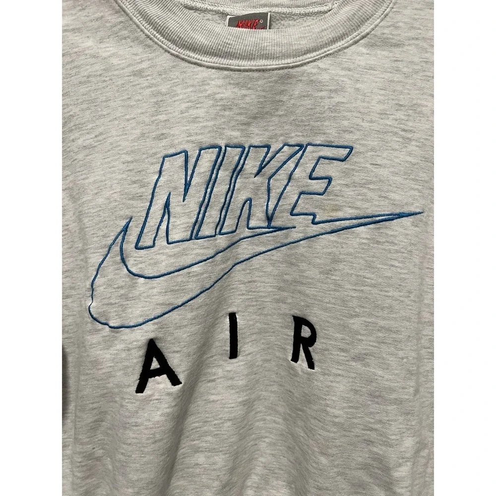Vintage 90s Nike Spellout Embroidered Sweatshirt Size Medium Boxy Heather‎ Grey
